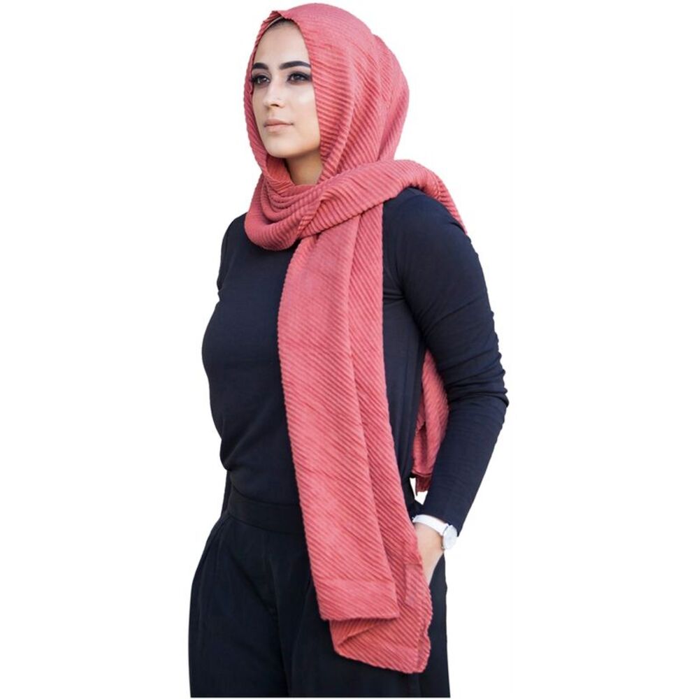 Verona Collection Womens Pleated Hijab Scarf Wrap, Pink, One Size, DM